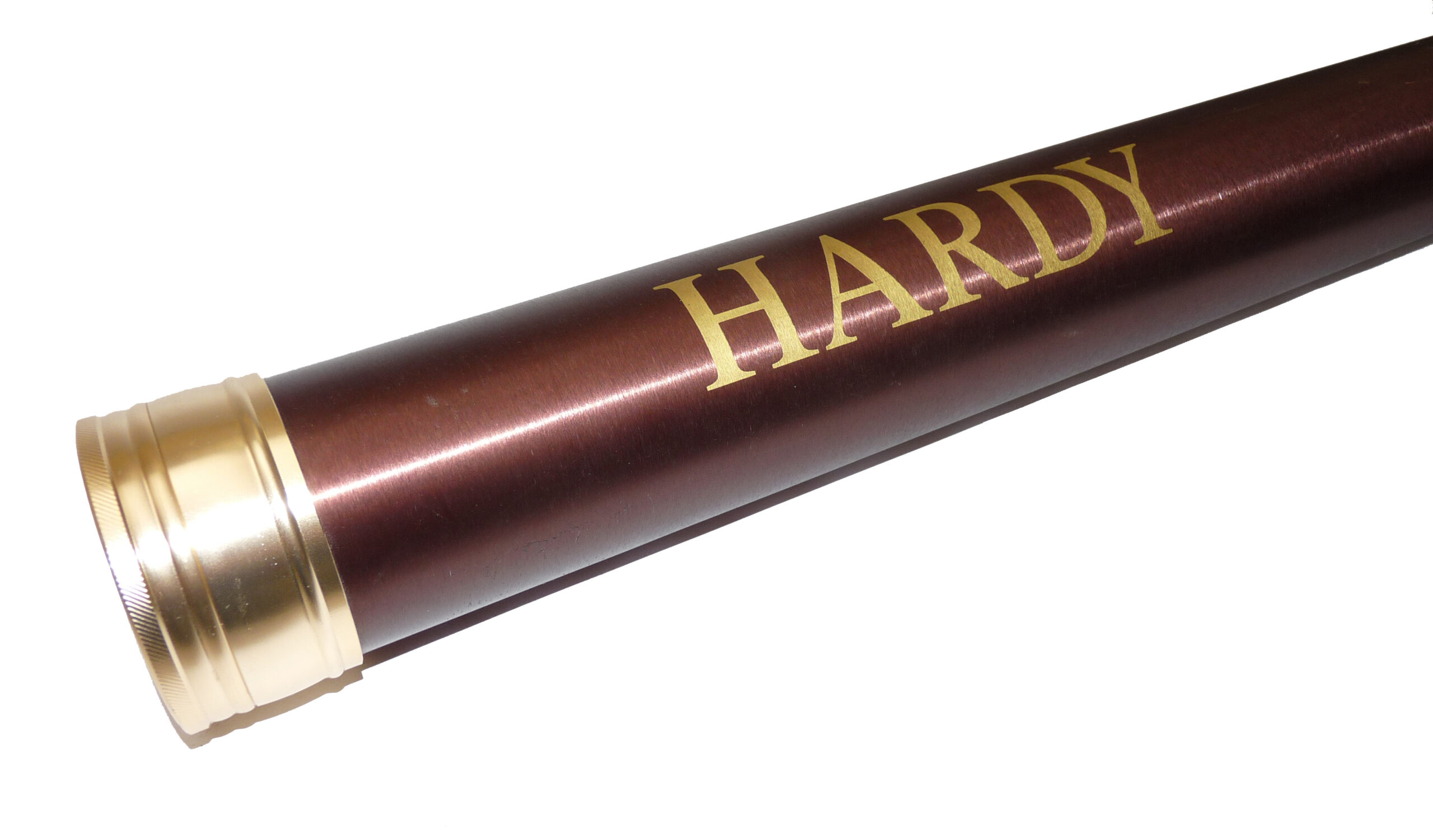 Hardy screw top alloy travel rod tube 24" long with gold finish cap use or display - Image 3