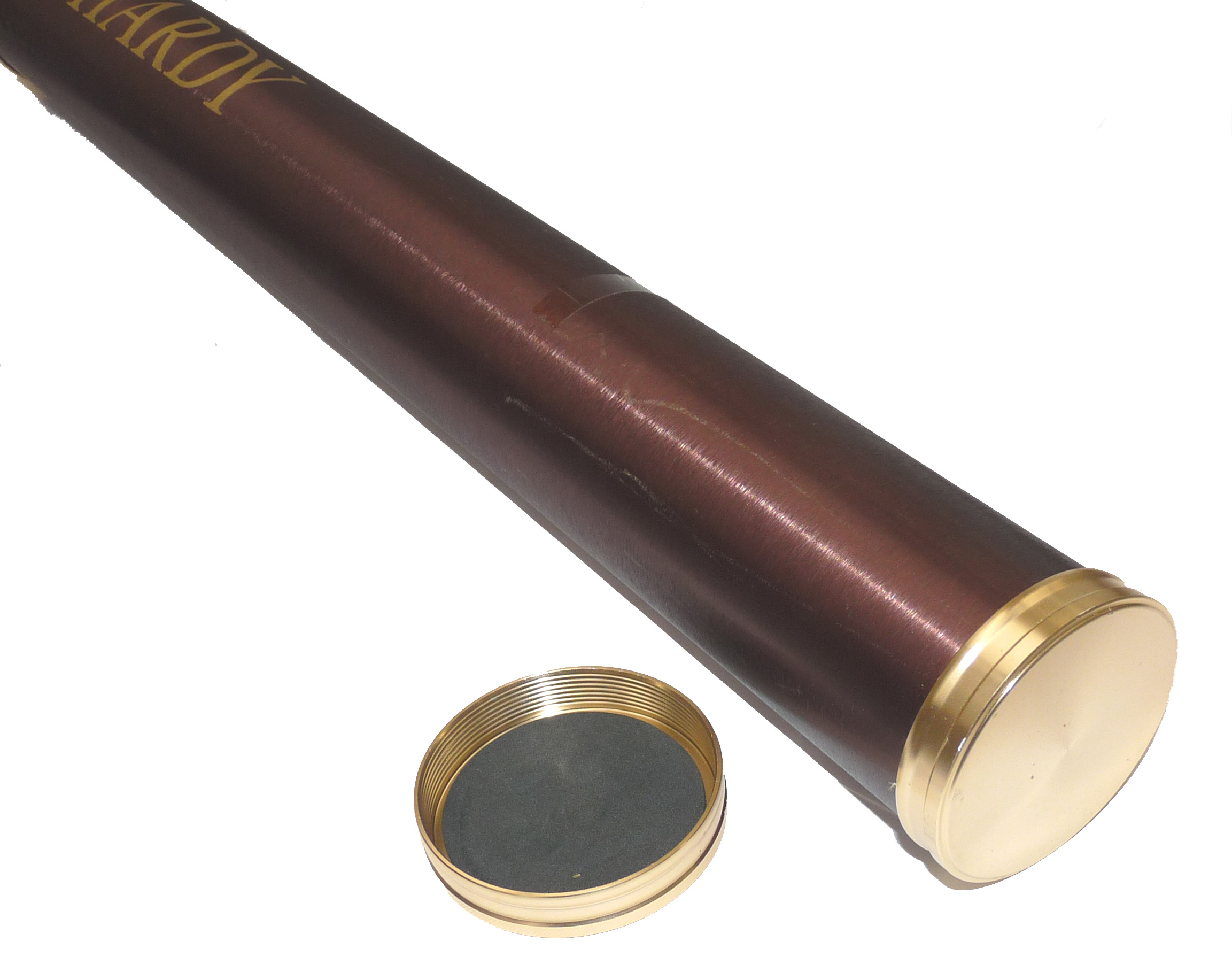 Hardy screw top alloy travel rod tube 24" long with gold finish cap use or display - Image 4