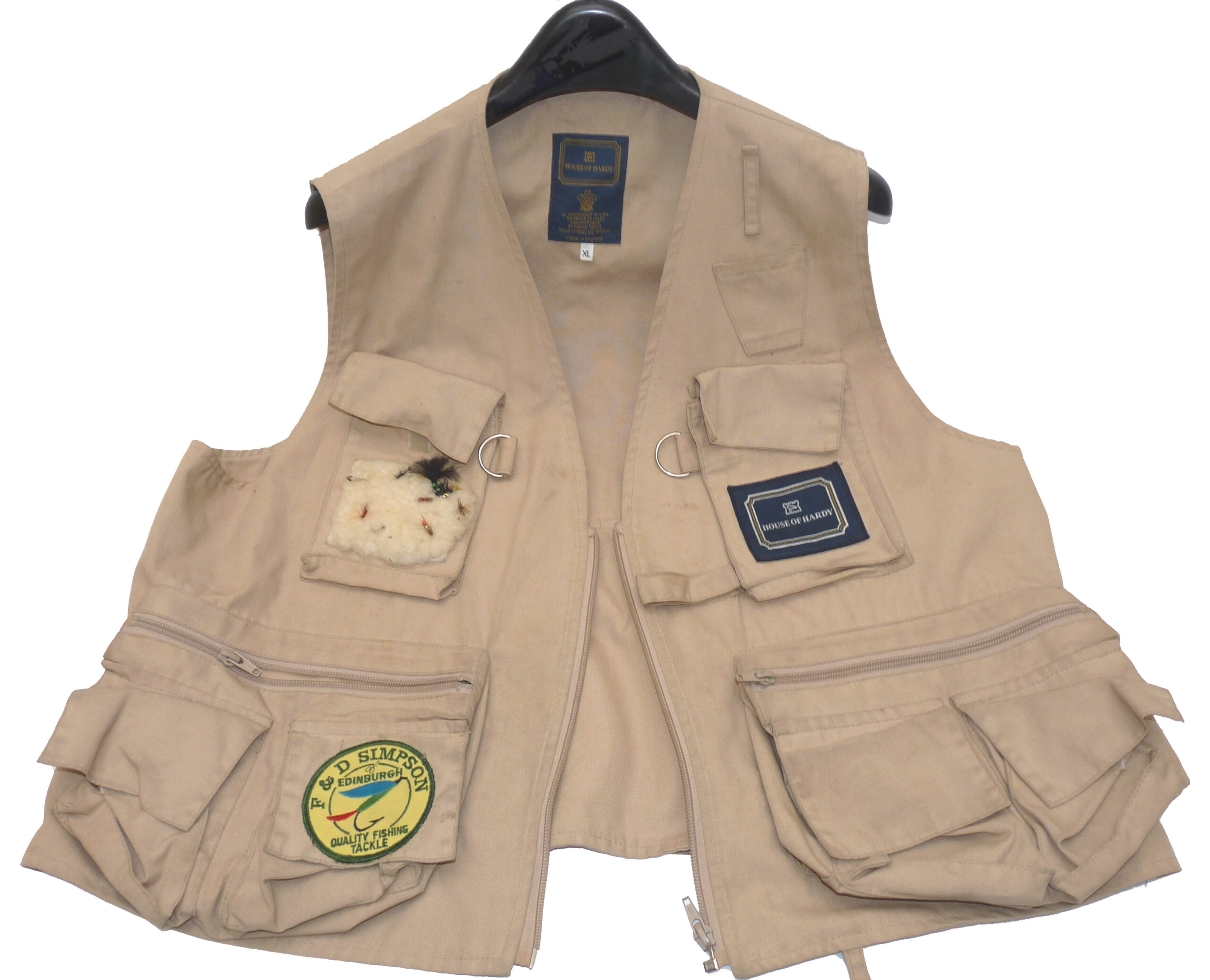 Hardy vintage fly fishing waistcoat XL, 50 chest multi zip pocket