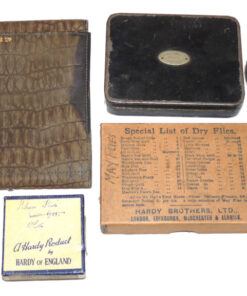 Hardy leather cast wallet with pockets vintage line tins fly boxes and flies for collector