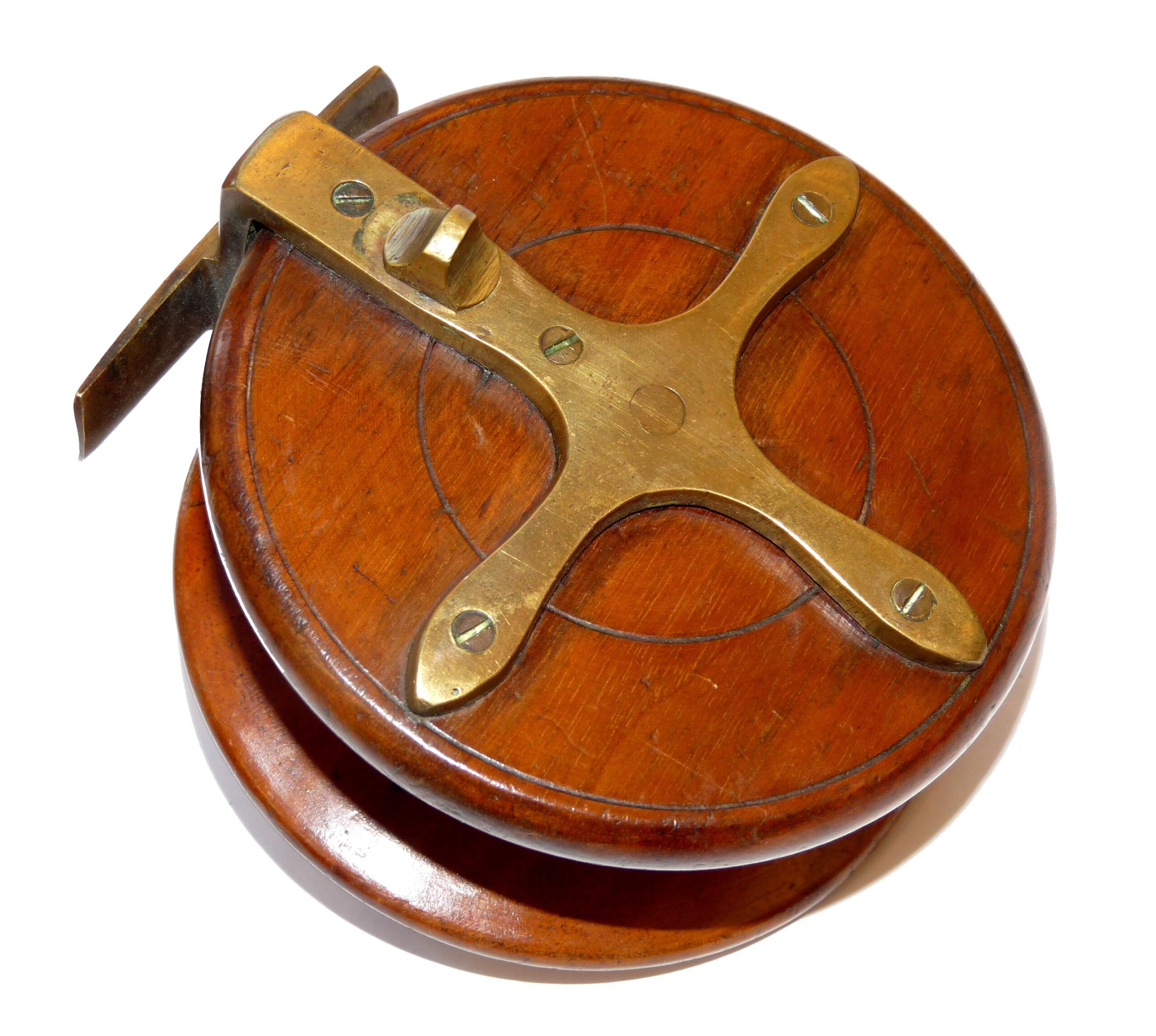 Heaton’s 4” mahogany starback Nottingham reel, brass spool lip Avon barbel chub fishing - Image 2