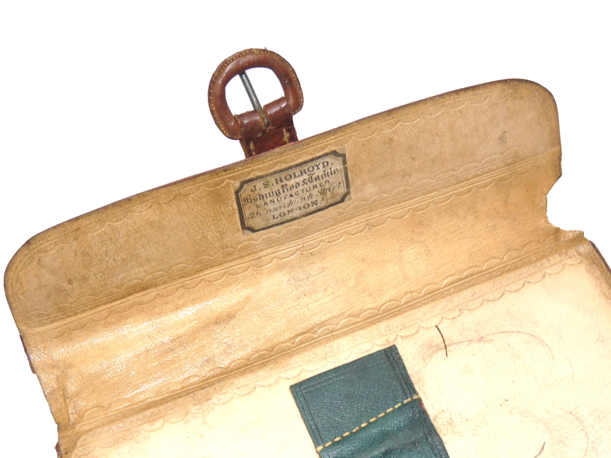 J S Holroyd Fishing Rod & Tackle 59 Gracechurch Street, antique leather fly fishing wallet + gut flies Gary Brooker - Image 3