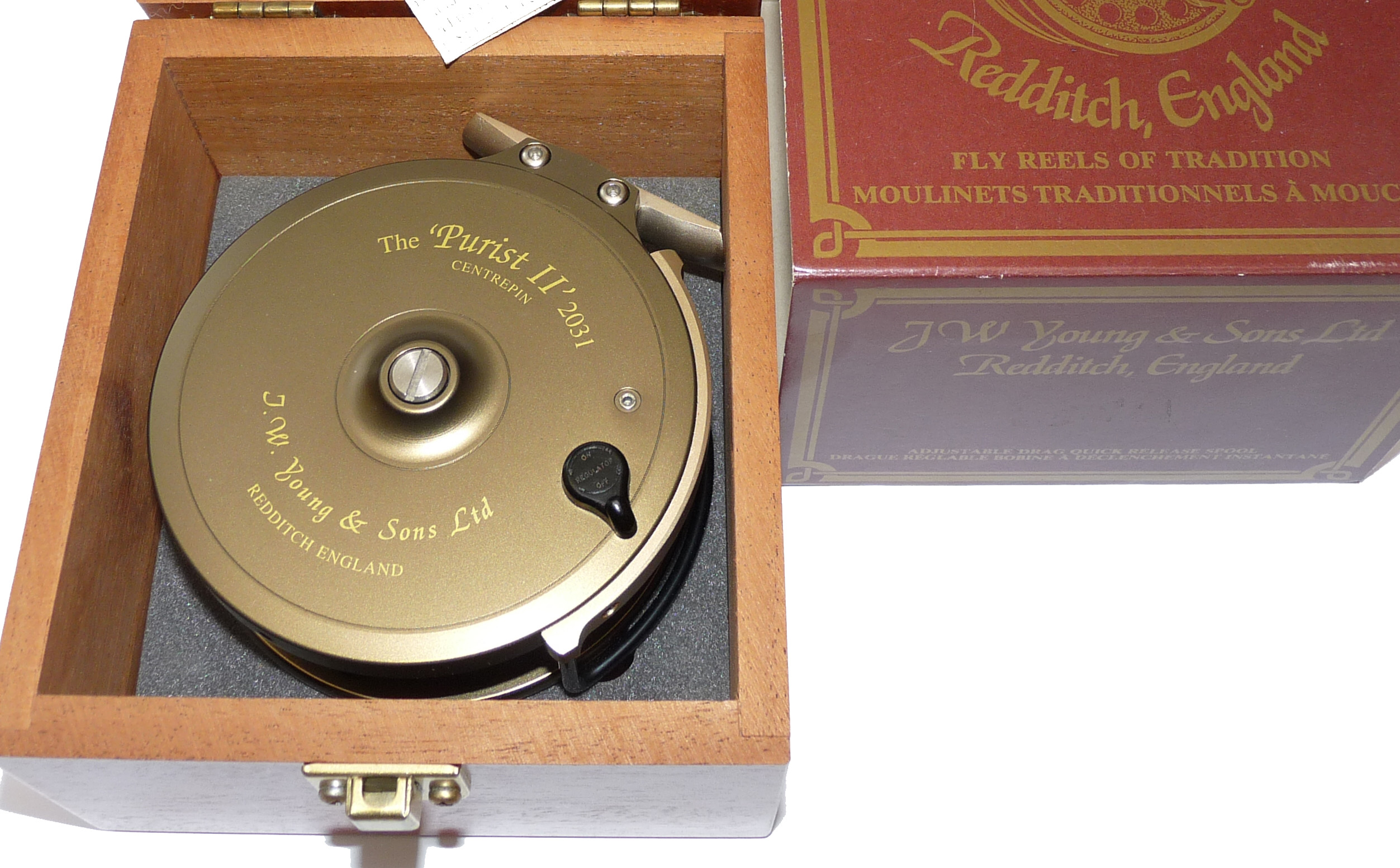 J W Young The Purist II 2031 centre pin trotting reel Serial No 0088- April 1997 mint boxed - Image 4