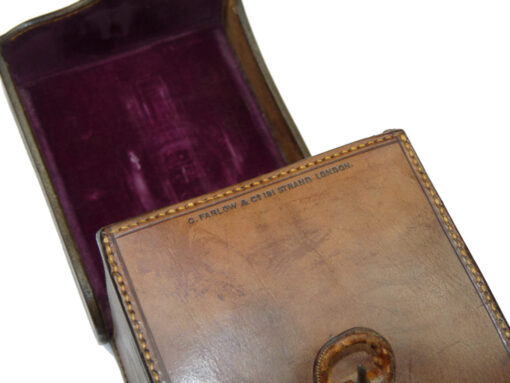 Vintage Leather Embossed Fly Fishing Reel Case.