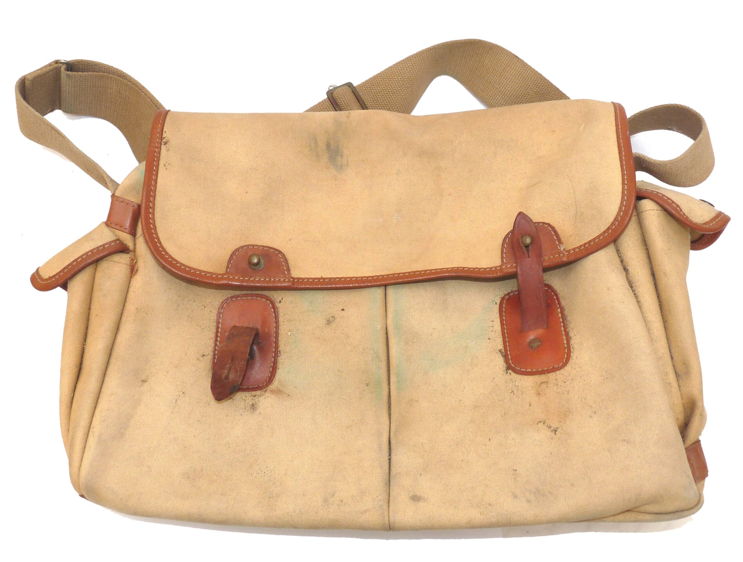 Liddesdale of Newcastleton vintage English canvas leather game fishing travel bag, large