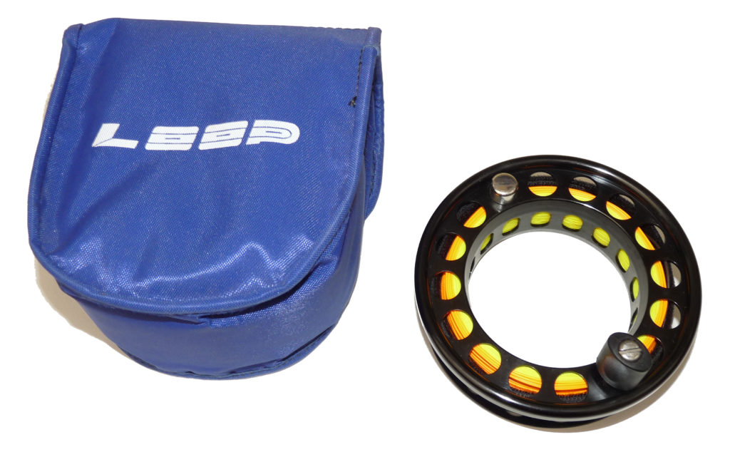 Loop Sweden Model 3 spare spool black finish with line Simms wrap & Loop case