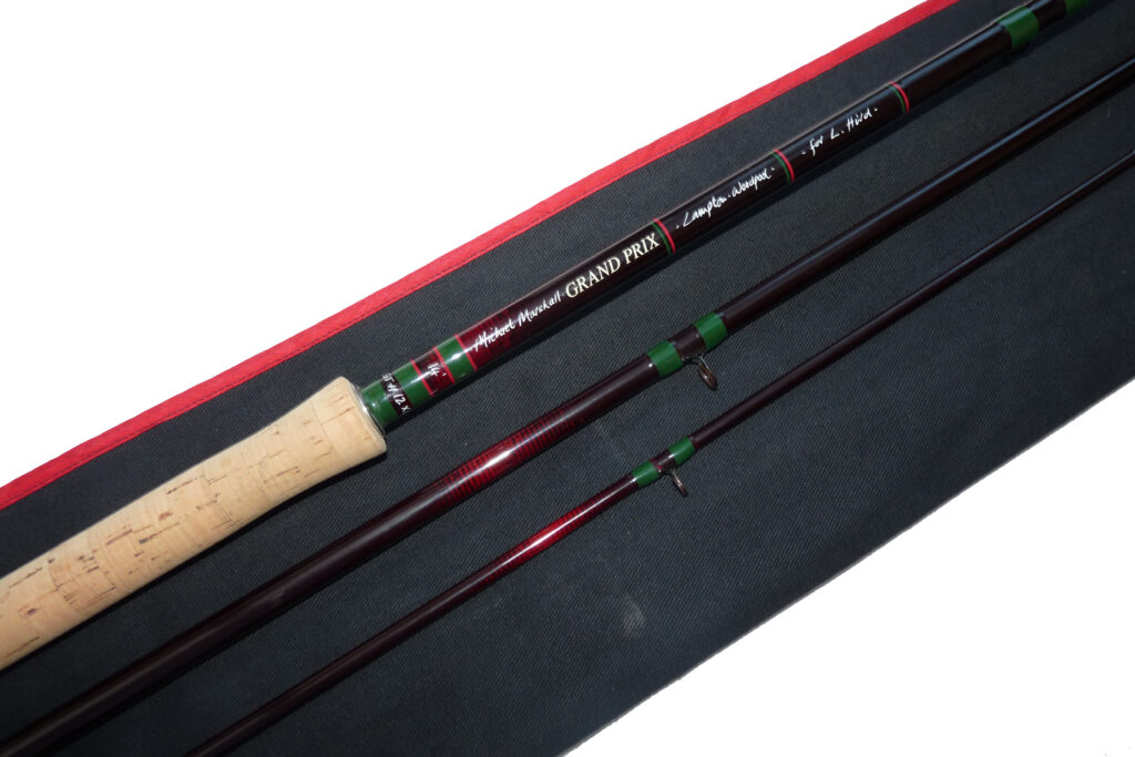 Alternative view of Michael Marshall Grand Prix 14’ 3pce carbon salmon Spey rod, #12 DT distance fly