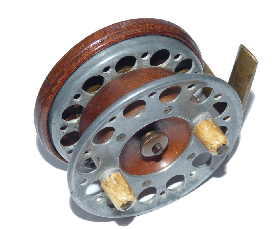 Marston Crossle Patent rare 3” wood brass alloy combination starback reel,