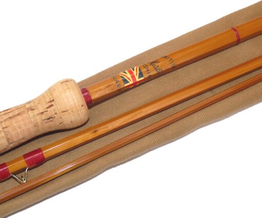 Martin James of Redditch 9’6”, 3 piece split cane trout fly rod, #6 for trout grayling Union Jack transfer
