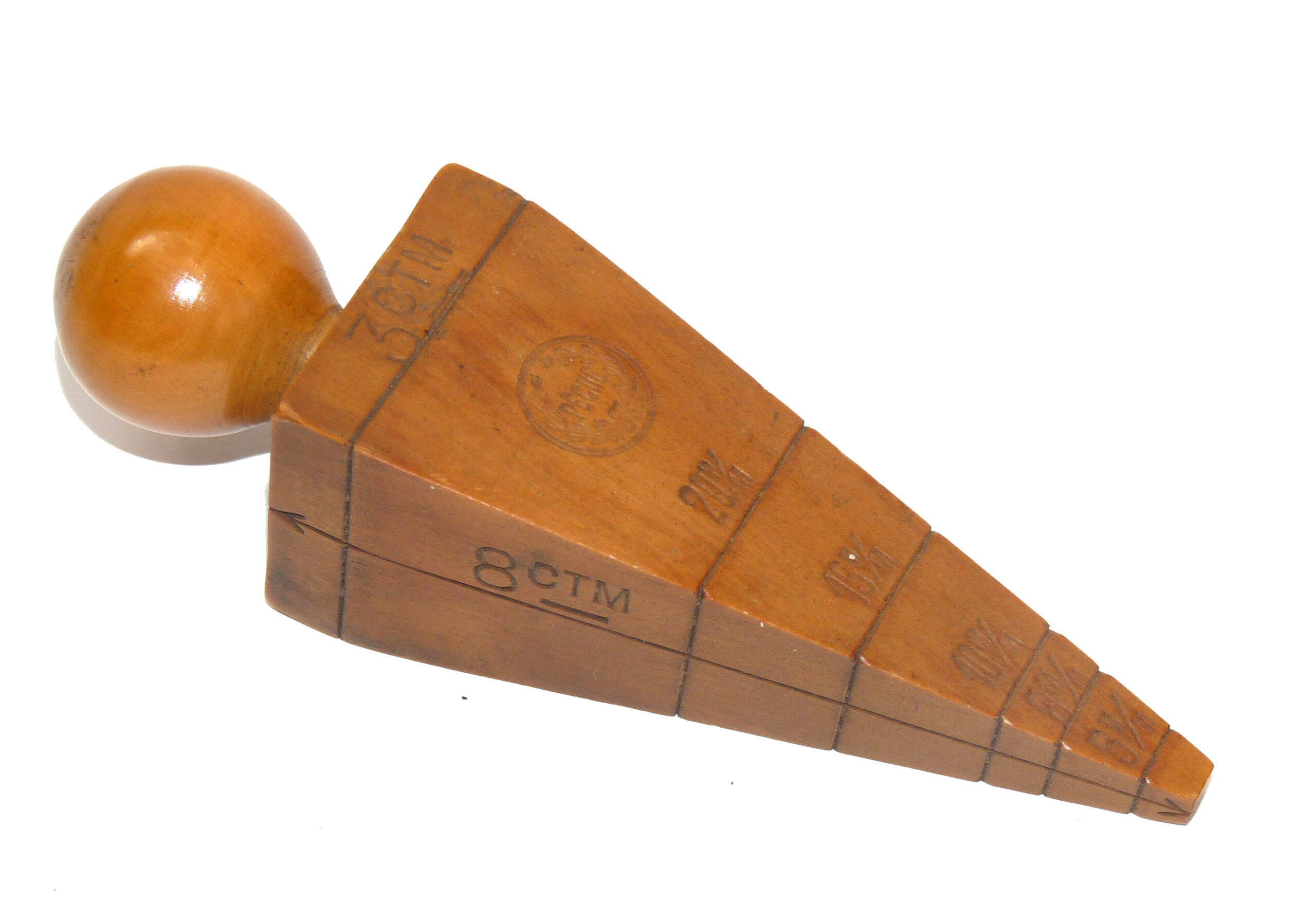 Antique French fishing net gauge Yew Wood stamped ‘Peche’ for collector - Image 3