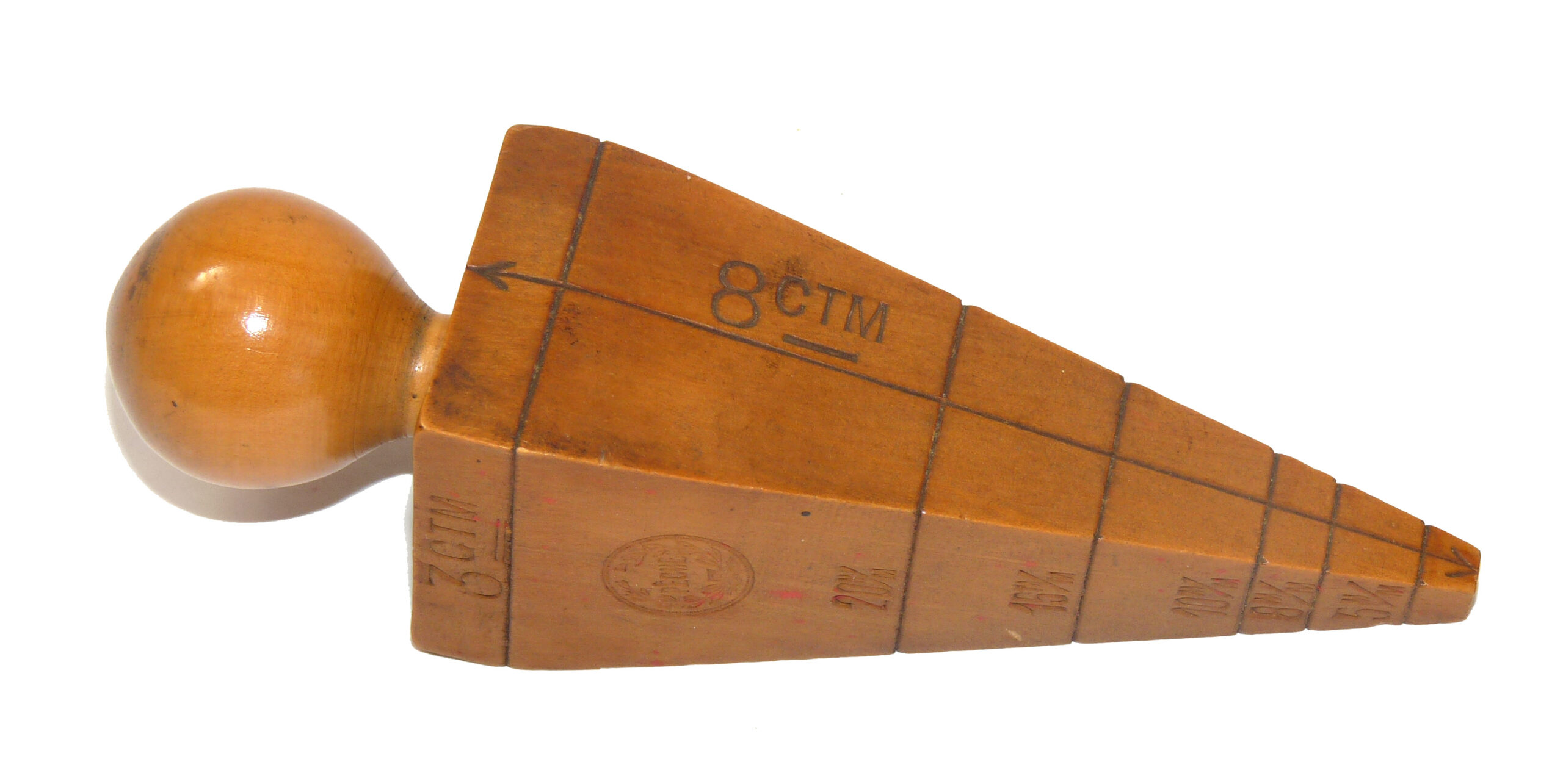 Antique French fishing net gauge Yew Wood stamped ‘Peche’ for collector - Image 2