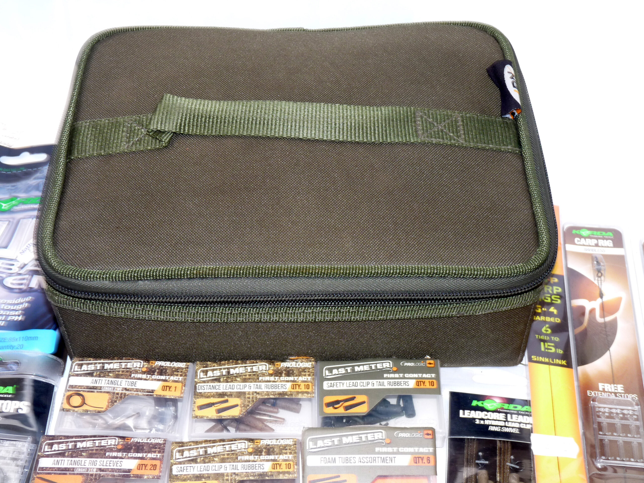 Korda rigs, Prologic lead clips & tail rubbers, PVA tape, bags, scissors carp fishing NGT rig bag - Image 2