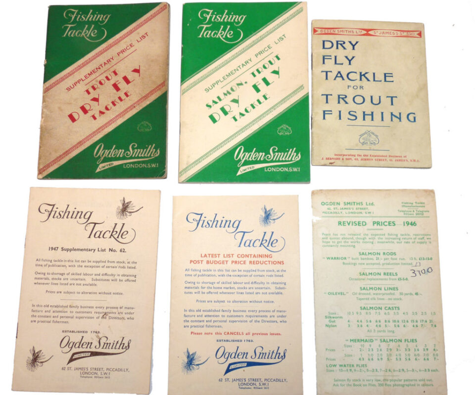 Ogden Smith London vintage fly catalogues x 6, 1930/40s lures reels