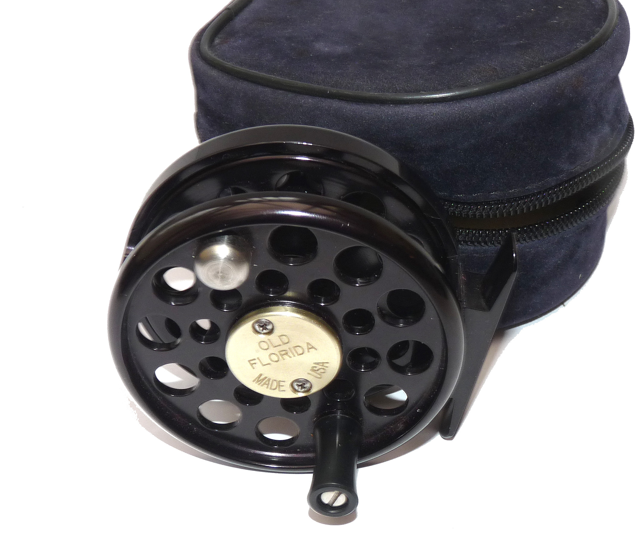 Old Florida made in USA 3” alloy fly reel with rear drag rarely seen model with case - Image 2