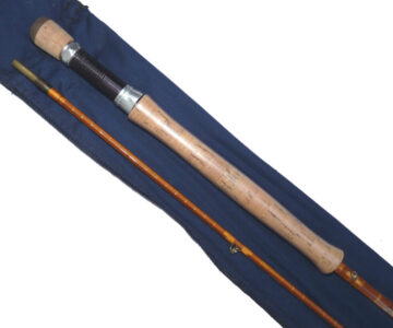 Alternative view of Oliver’s of Knebworth 10’ 2-piece split cane trout fly rod #7 with bag