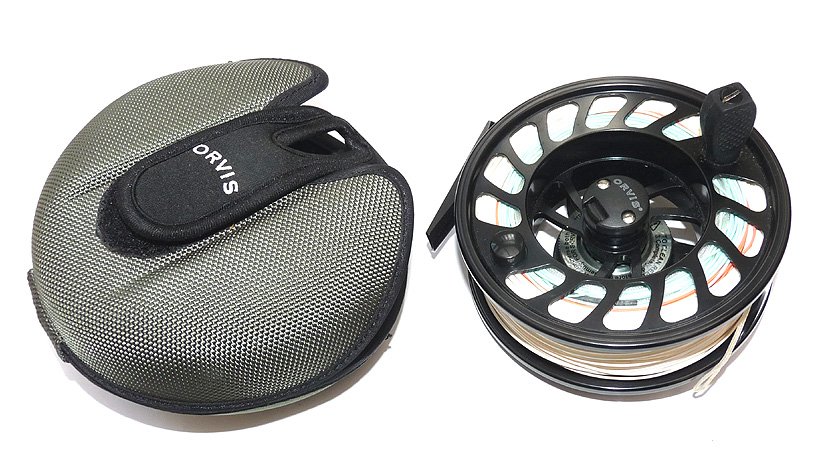 Orvis Mach V1 large arbor 4.25" salmon fly reel black finish, Orvis clamshell hard case