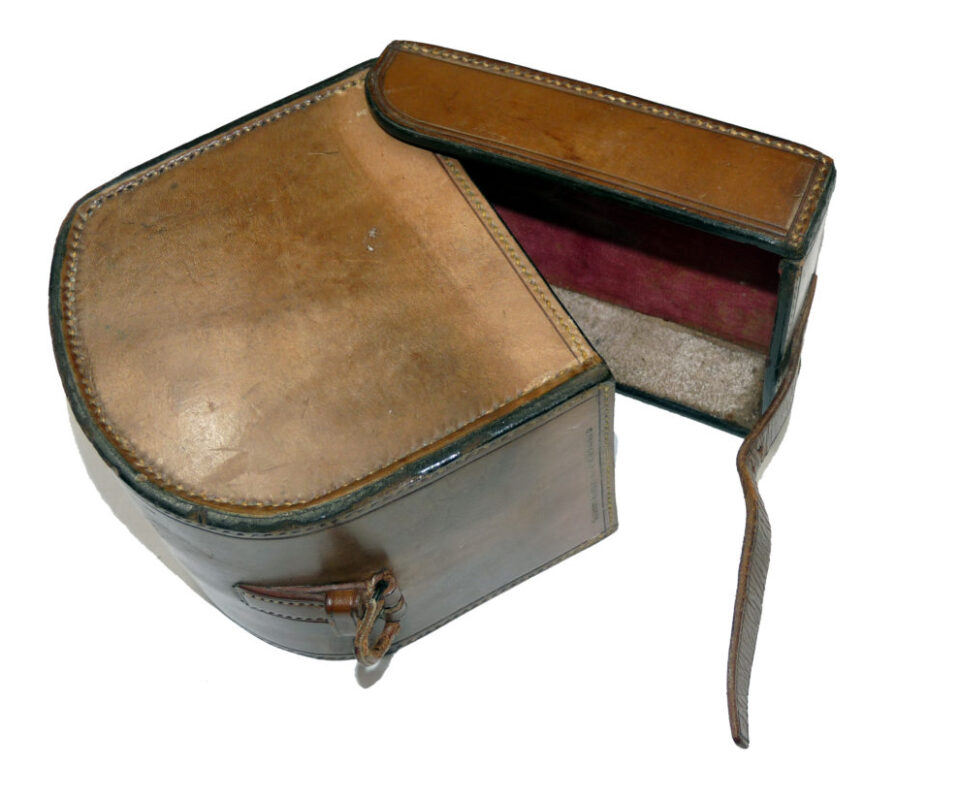 C. Farlow & Co block leather reel case for fly reel/ side casters