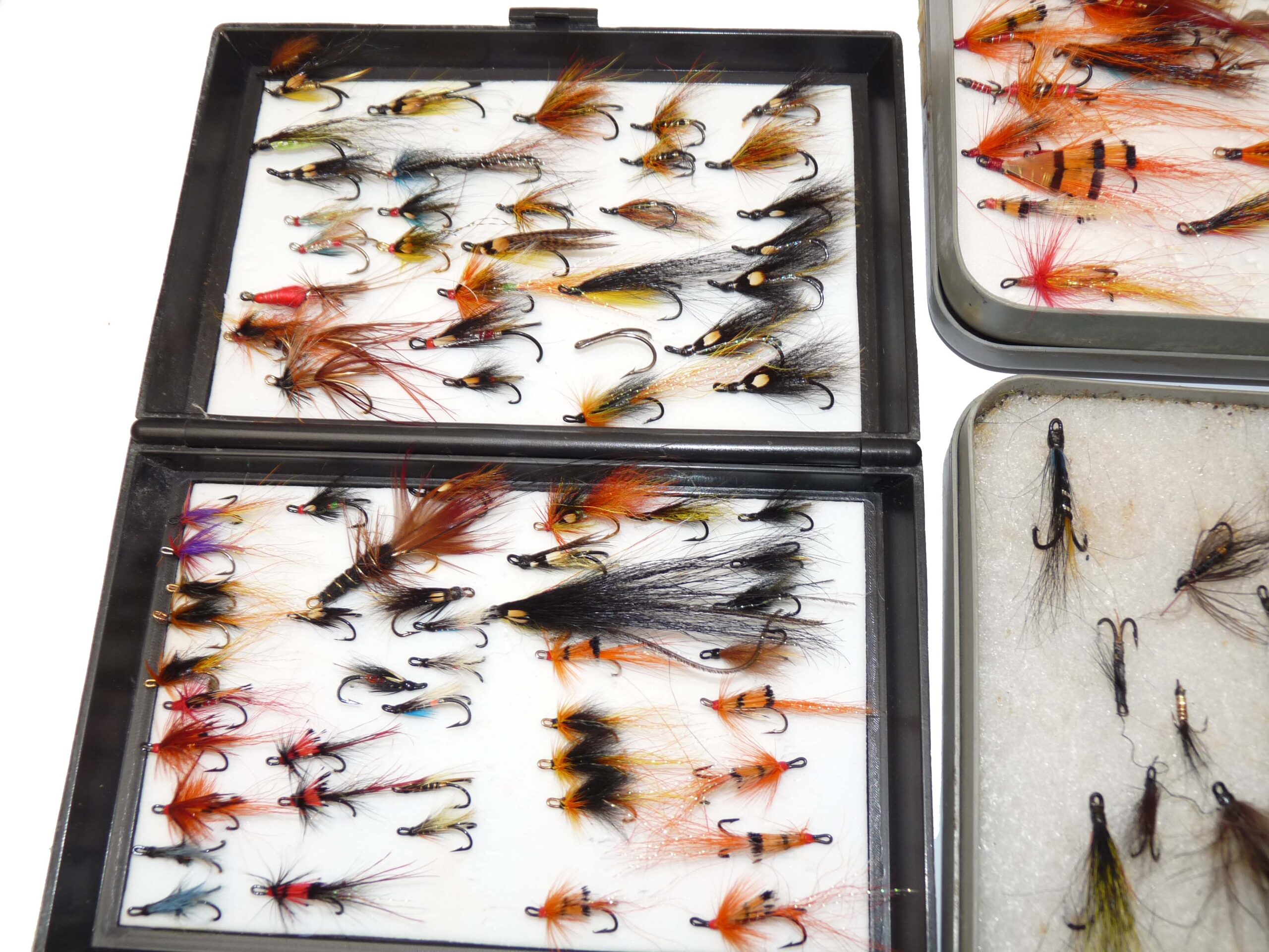 large collection salmon flies double + treble black hooks all patterns in 3 boxes - Image 3