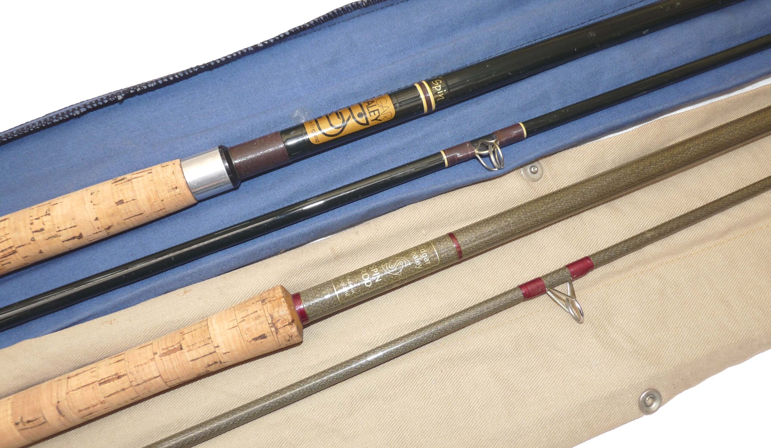 2 Sealey Redditch 9'6 + 10" hollow glass spinning rods for carp salmon + pike or bass
