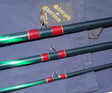 Alternative view of Sharpes of Aberdeen Aquarex 15' carbon salmon fly rod #10/11 & tube