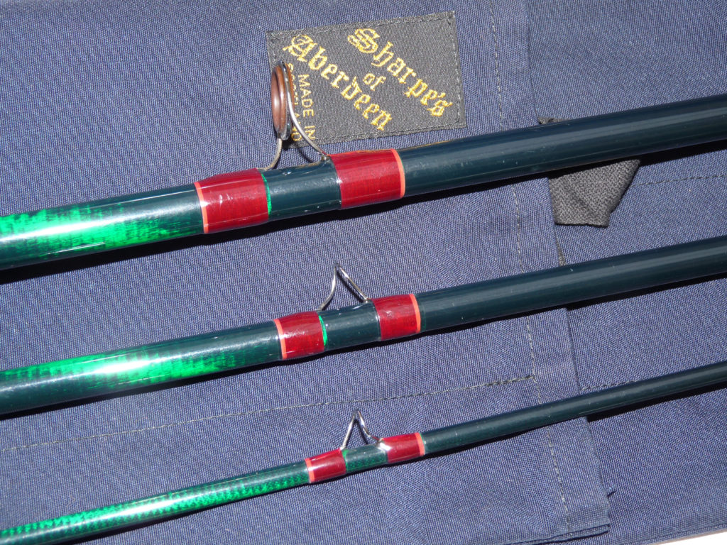 Alternative view of Sharpes of Aberdeen Aquarex 15' carbon salmon fly rod #10/11 & tube