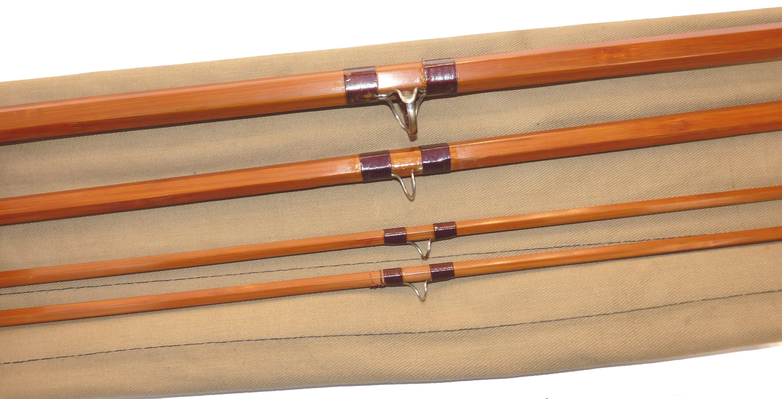 Sharpe’s of Aberdeen 14’- 3 piece 2 tips, impregnated cane salmon fly rod spliced joints #9 - Image 3
