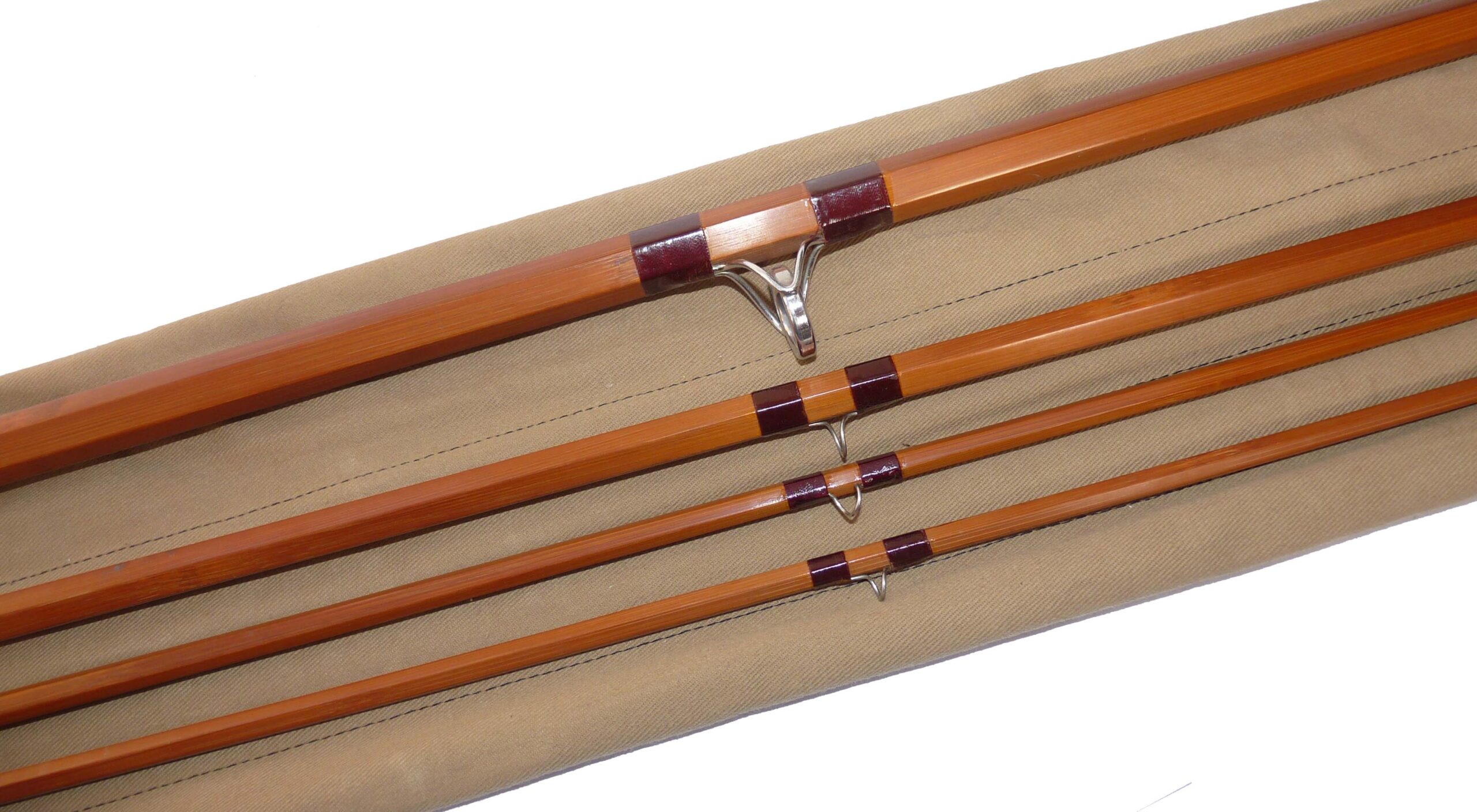 Sharpe’s “Scottie” 14’ 3pce split cane salmon fly rod, factory correct spare tip & spliced joints - Image 3
