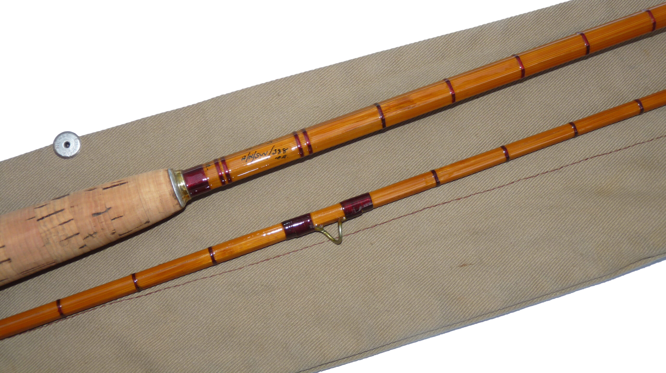 J S Sharpe of Aberdeen “The Magnet No.3”, 8’ two-piece combined spin/fly split cane rod,