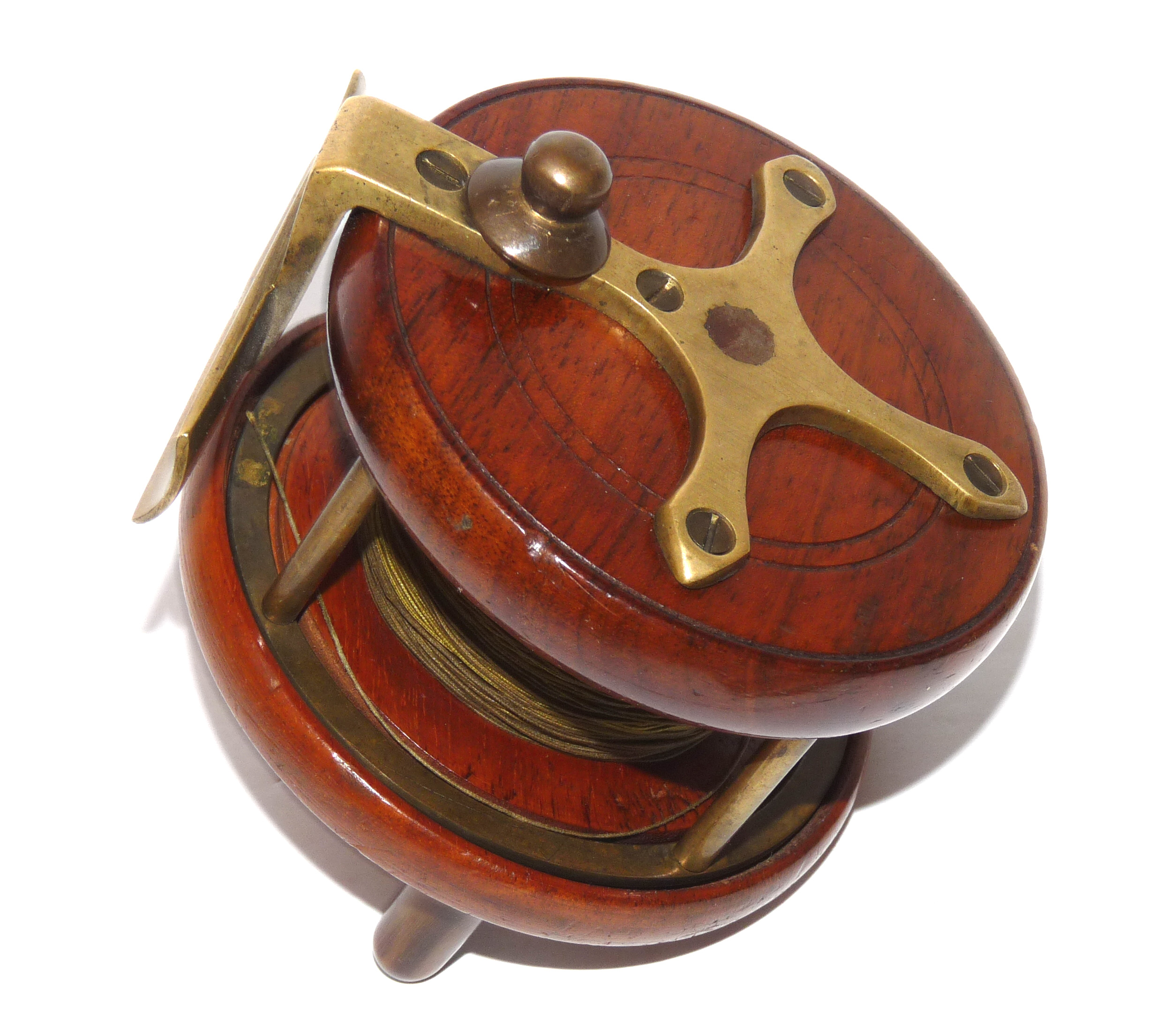 Nottingham Slater 3" Mahogany & brass antique centrepin starback fishing reel - Image 2