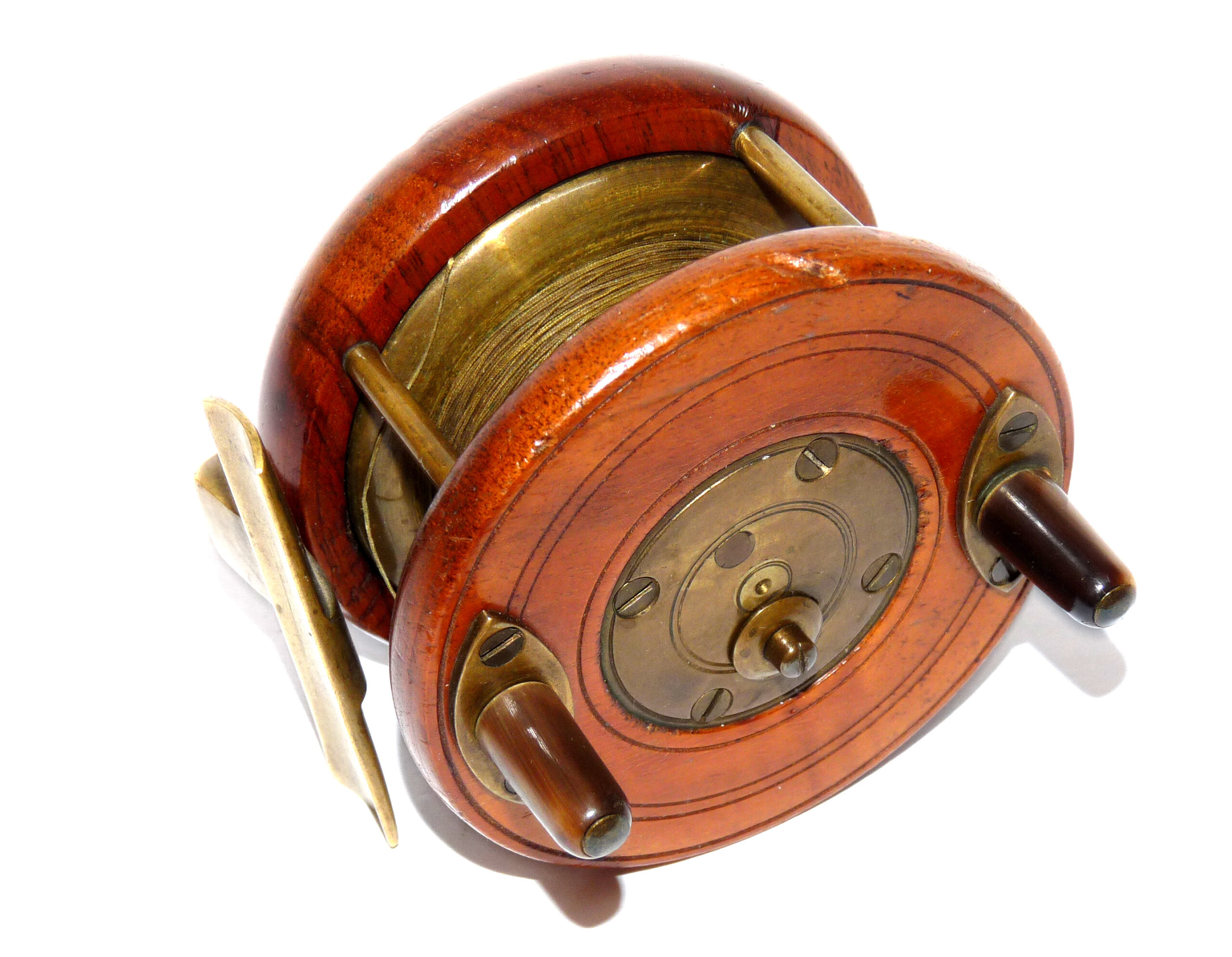 Nottingham Slater 3" Mahogany & brass antique centrepin starback fishing reel