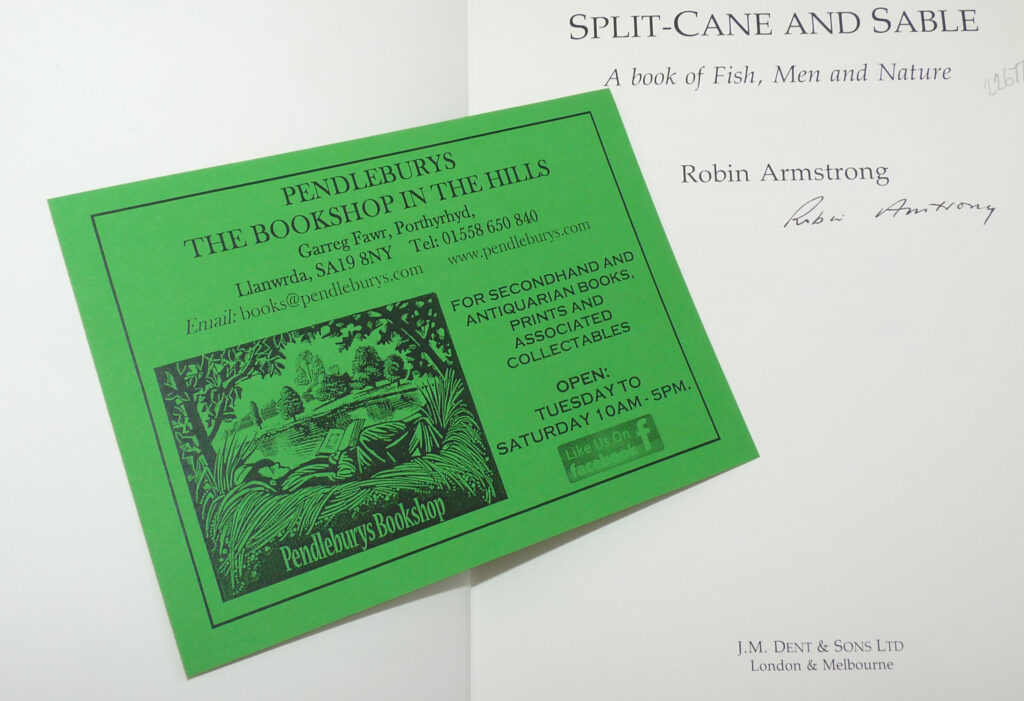Alternative view of Fishing Book: Split-Cane and Sable, R. Armstrong, 1988 signed 1st edition