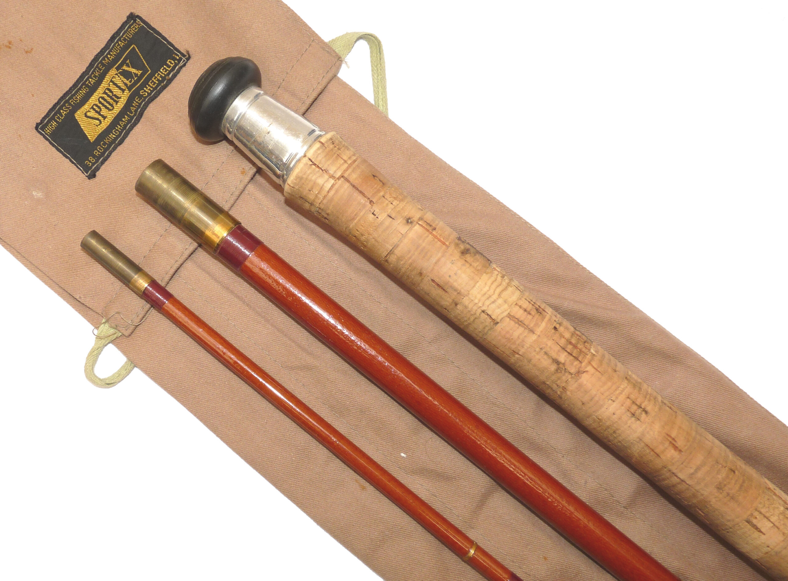 Sportex 12' three piece hollow glass vintage float or match fishing rod with bag, c 1970 - Image 4