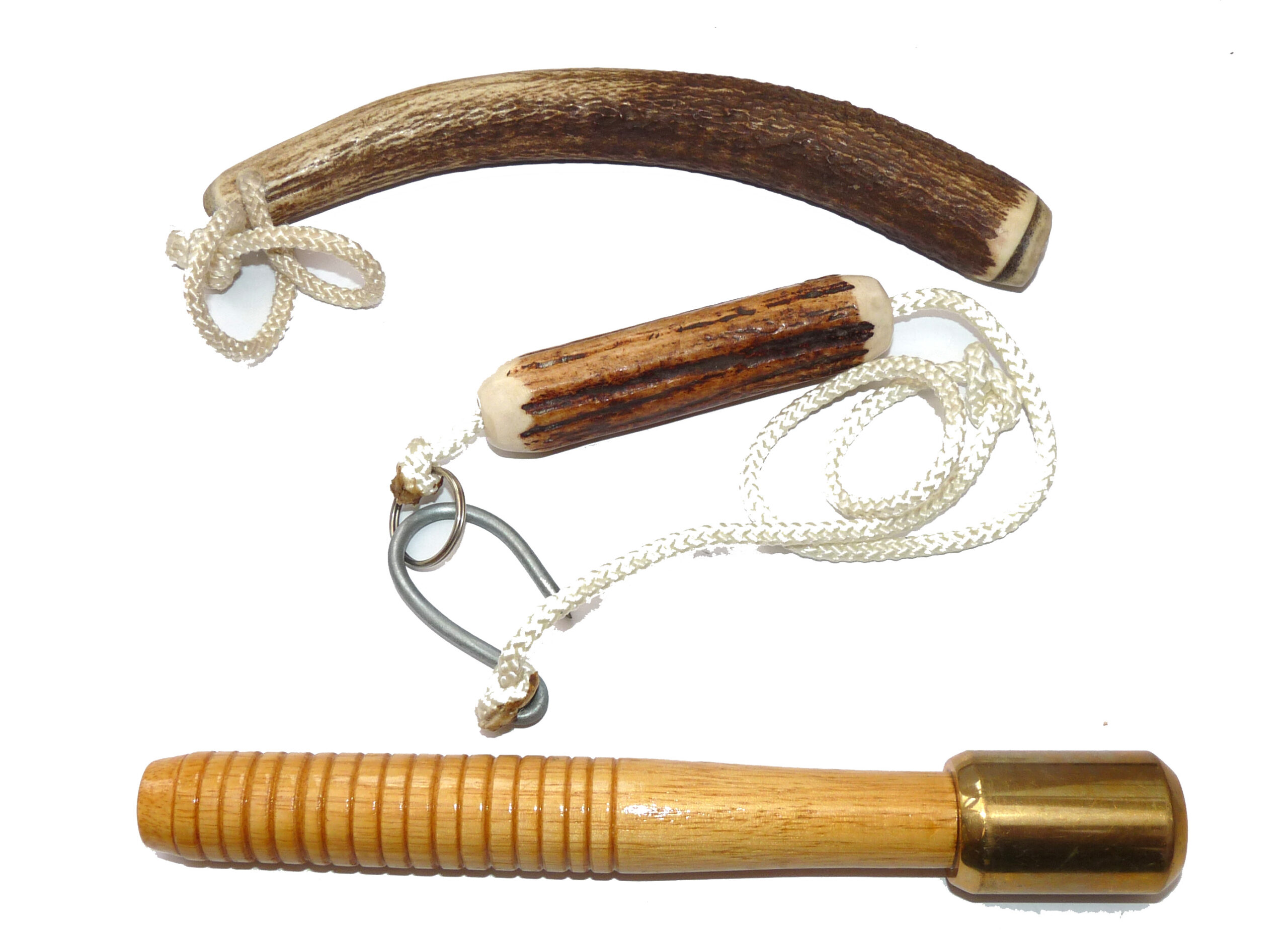Staghorn salmon priest and fish carrier with wood and brass priest, use or show
