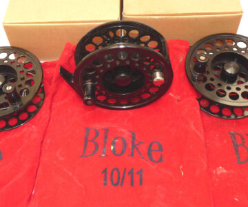 The Bloke 10/11 large Arbor fly reel 2 s/spools, 3 bags & 2 boxes.