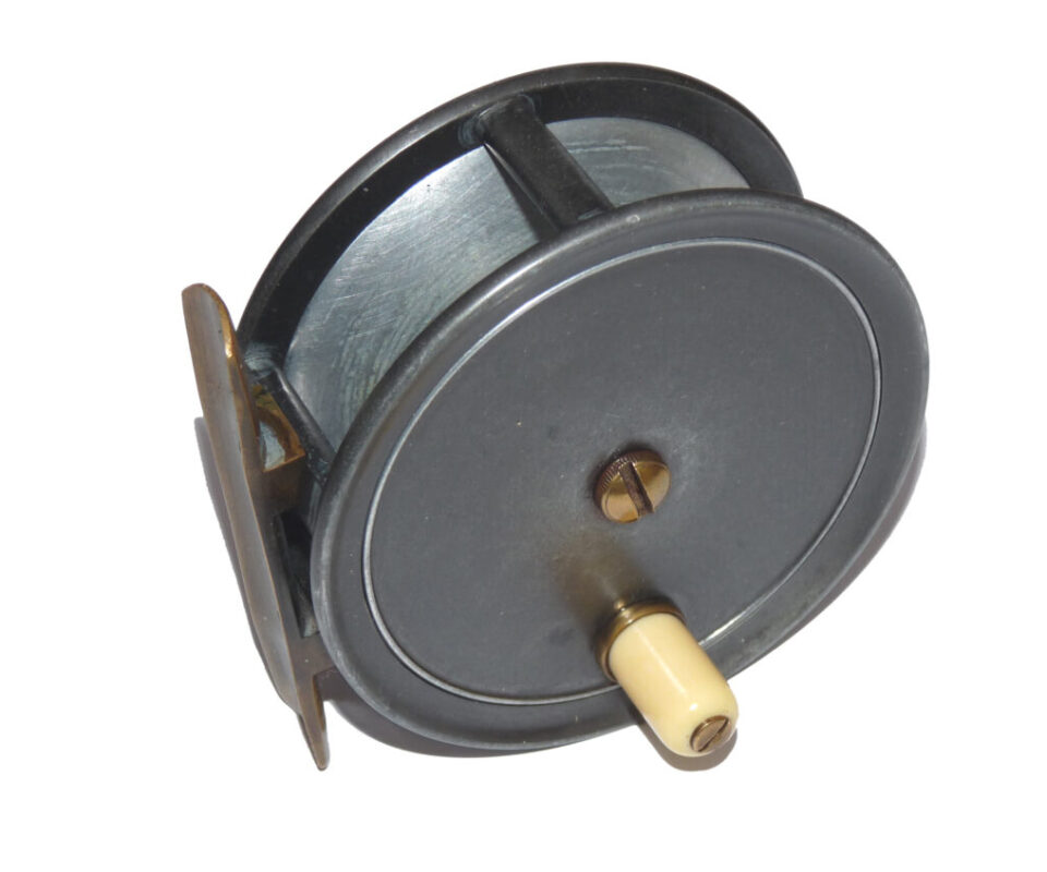 Walker Bampton of Alnwick 3.75" antique alloy salmon fly reel with original finish