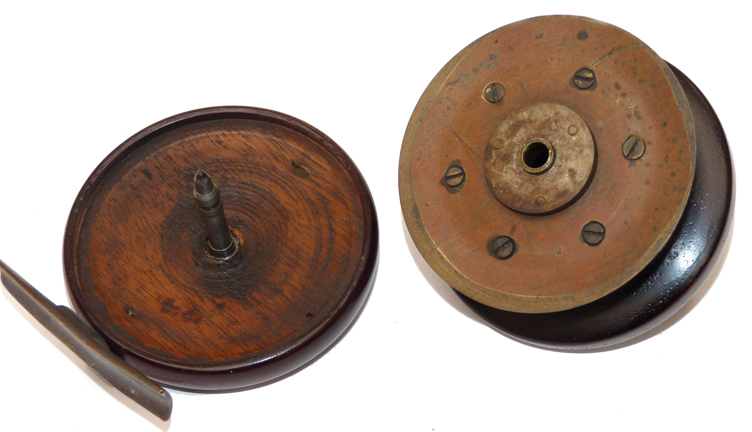 Nottingham & brass 3.5" starback wide drum reel c1870 adjustable spindle - Image 5