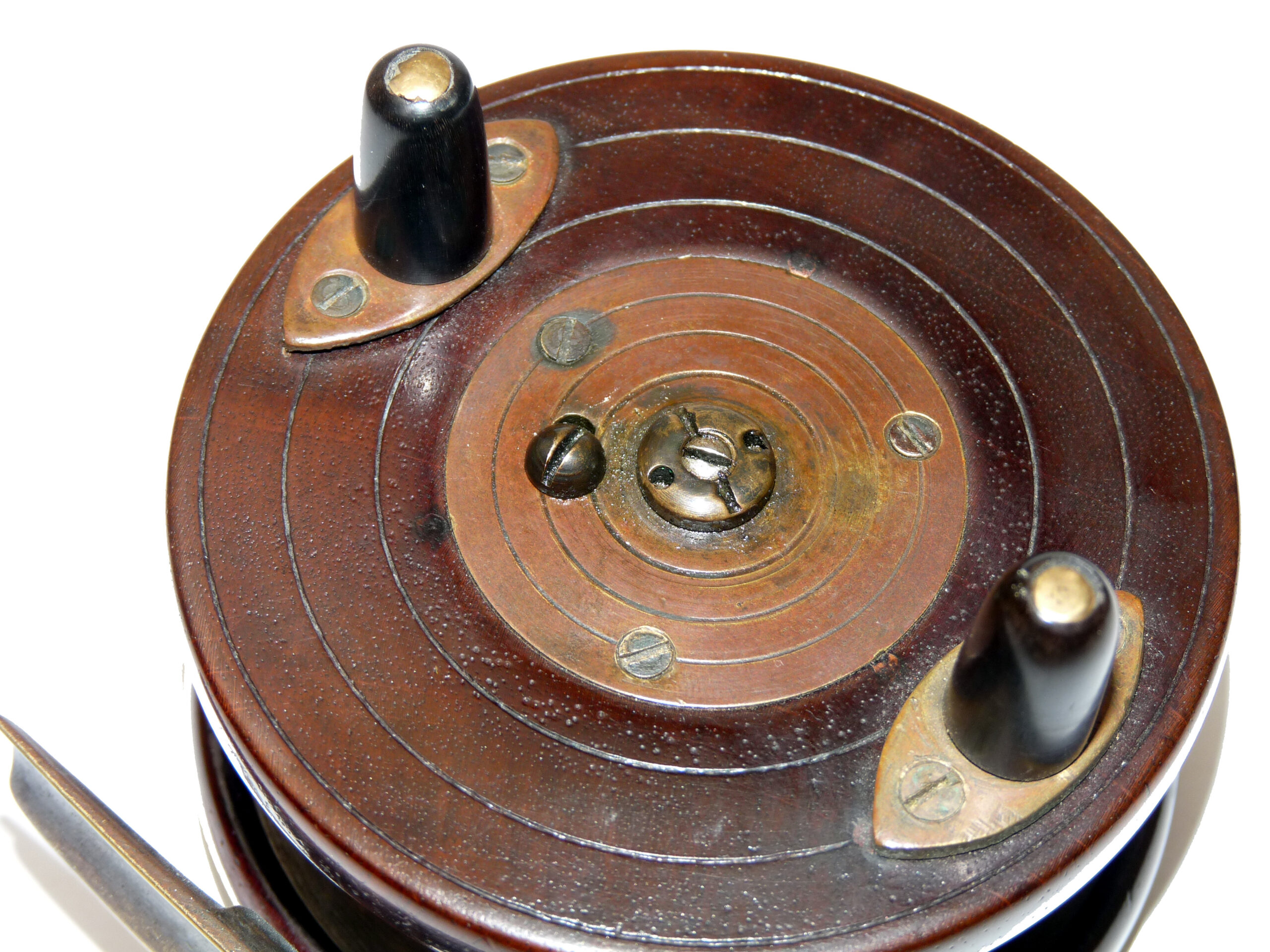Nottingham & brass 3.5" starback wide drum reel c1870 adjustable spindle - Image 4