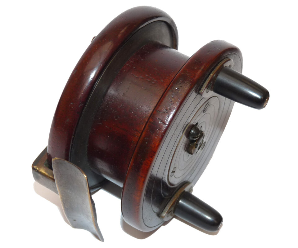 Nottingham & brass 3.5" starback wide drum reel c1870 adjustable spindle