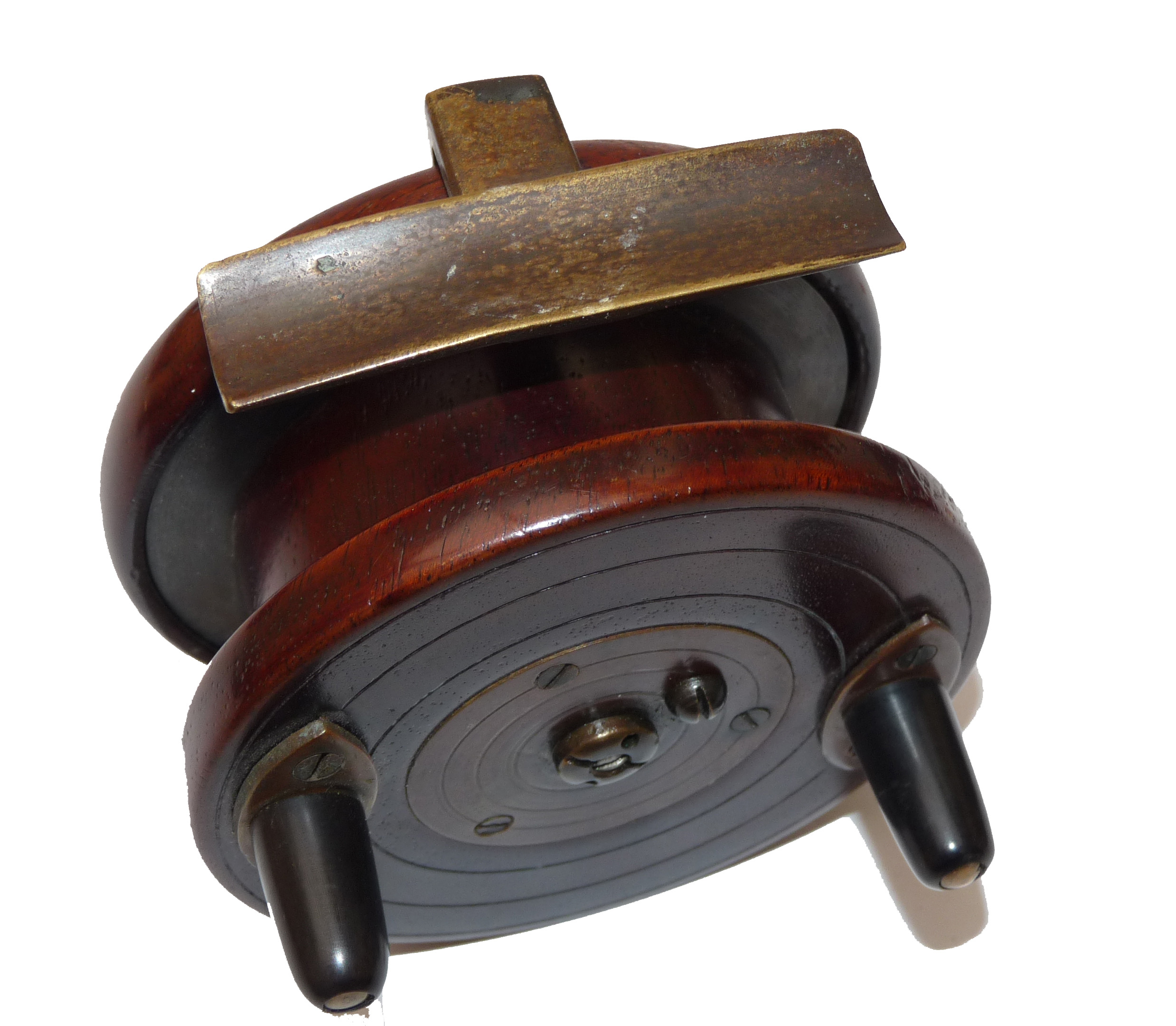Nottingham & brass 3.5" starback wide drum reel c1870 adjustable spindle - Image 3