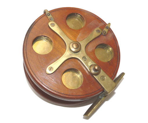 Nottingham antique wood/brass 5” Future pattern sea reel c1920s