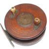 Nottingham Centre 4" fishing reel mahogany brass, secret drum release, unusual model c 1870