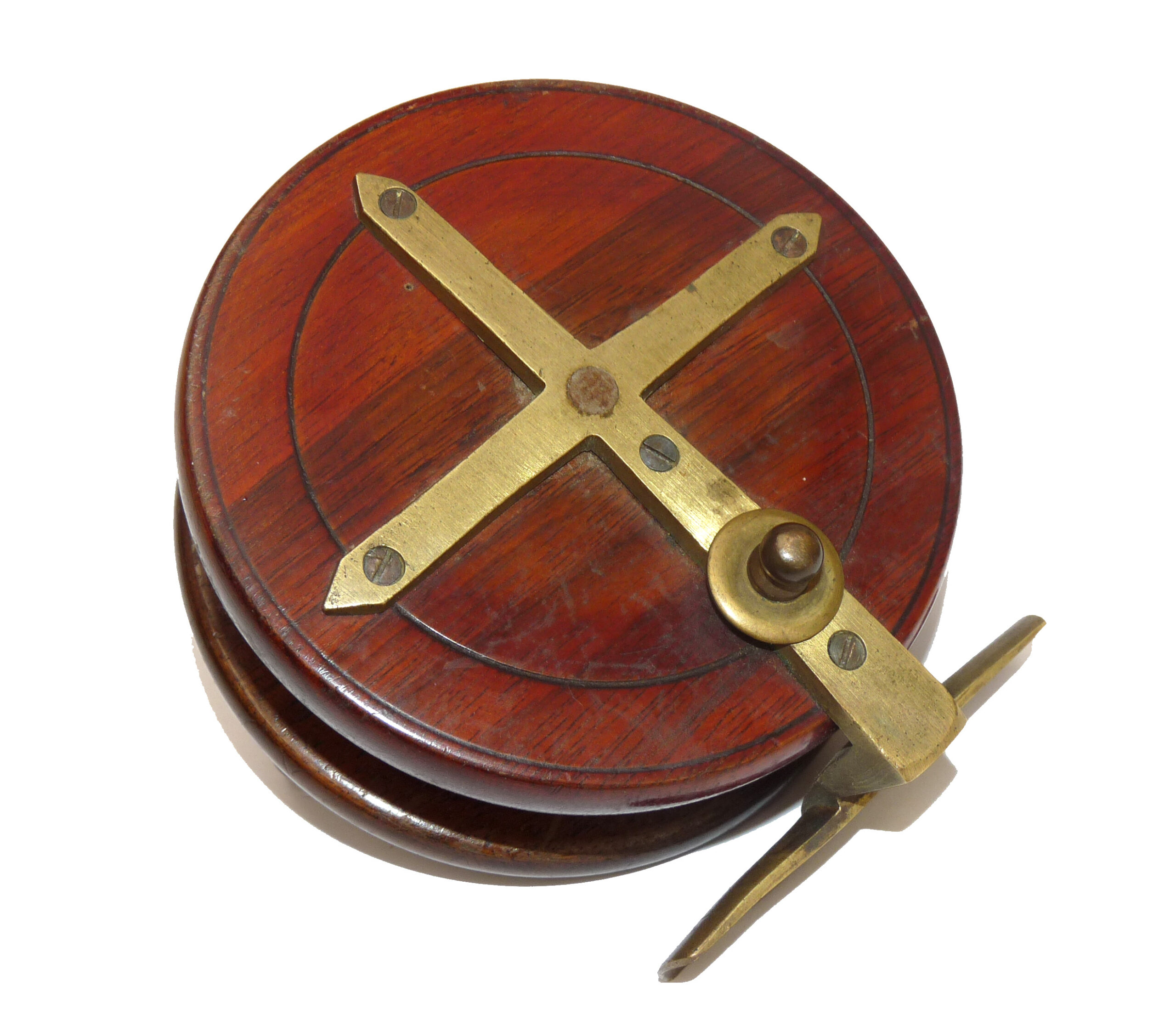Nottingham 4" vintage mahogany/brass starback reel c1920s - Image 3