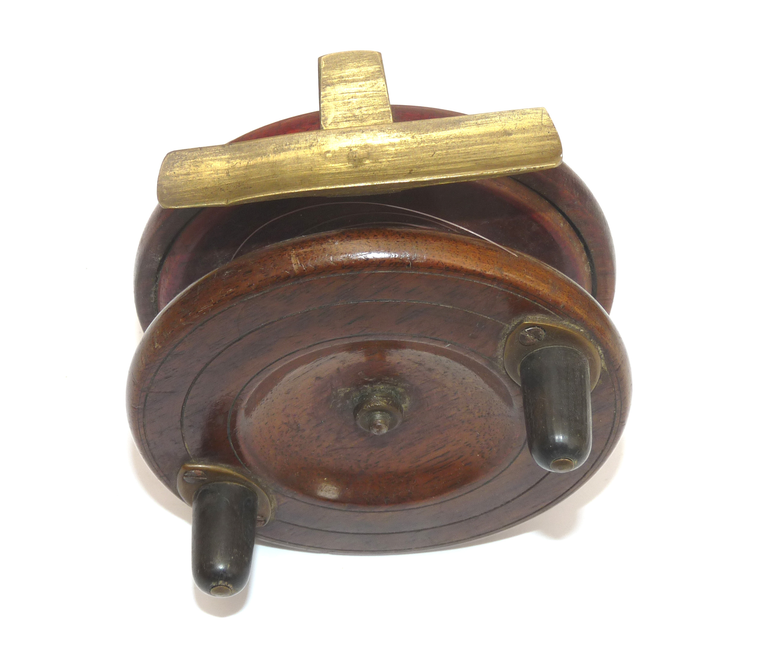 Nottingham 4" vintage mahogany/brass starback reel c1920s