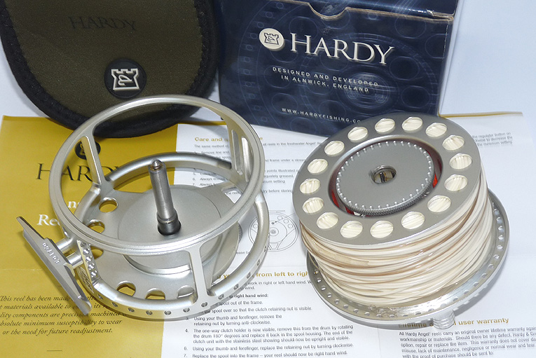Hardy Angel 9/10 large arbor salmon fly reel, mint with Wulff SP9F