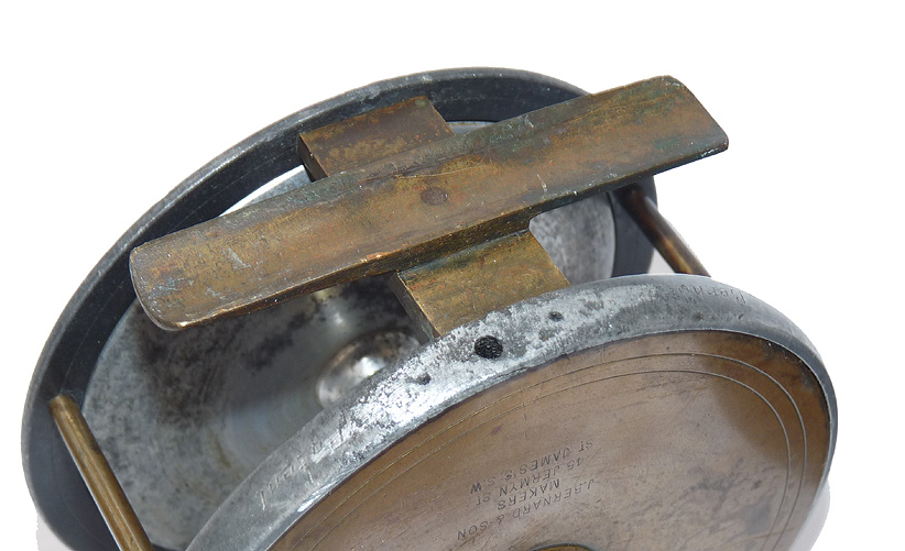 J. Bernard, London 4.25” brass alloy antique salmon fly reel, plus, 4 others to collect. - Image 3
