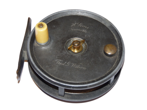 H Simms Newcastle Heatons 4.5" alloy salmon brake fly reel c 1900 - Image 2