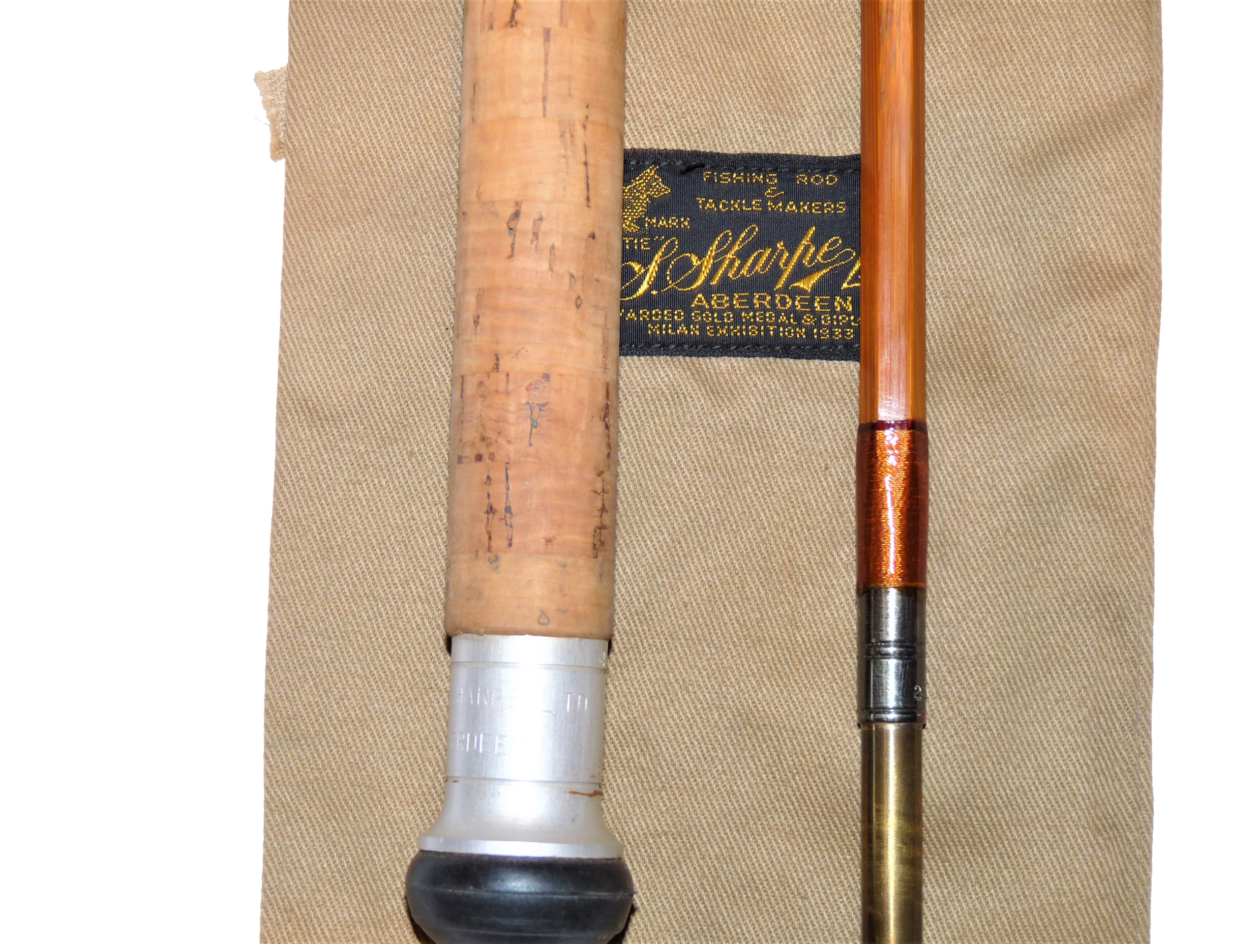 J S Sharpe Scottie 8' Impregnated cane two piece spinning rod line #7 with bag mint - Image 7