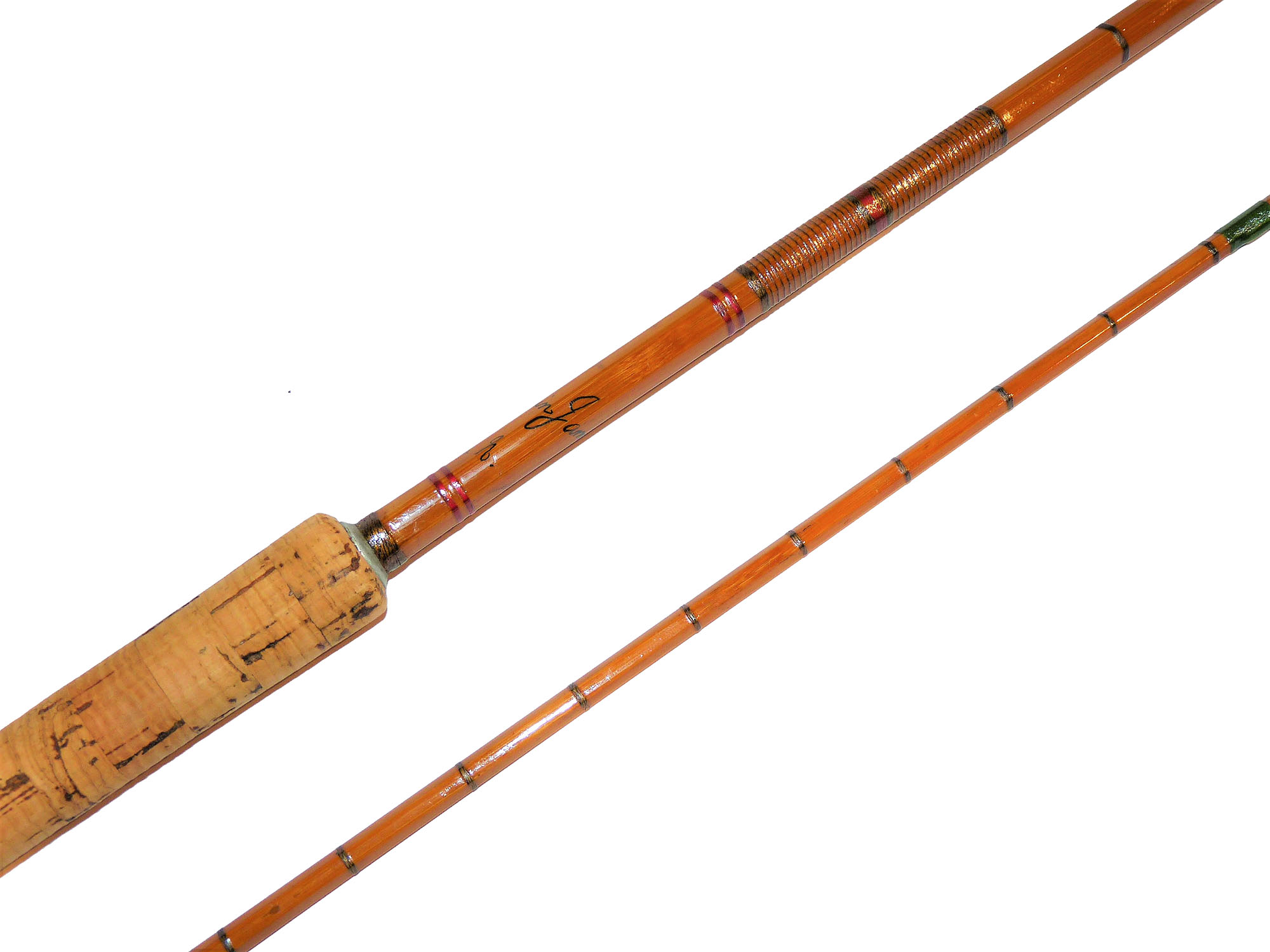 Martin James 8' two piece split cane spinning fly rod with bag - Image 2
