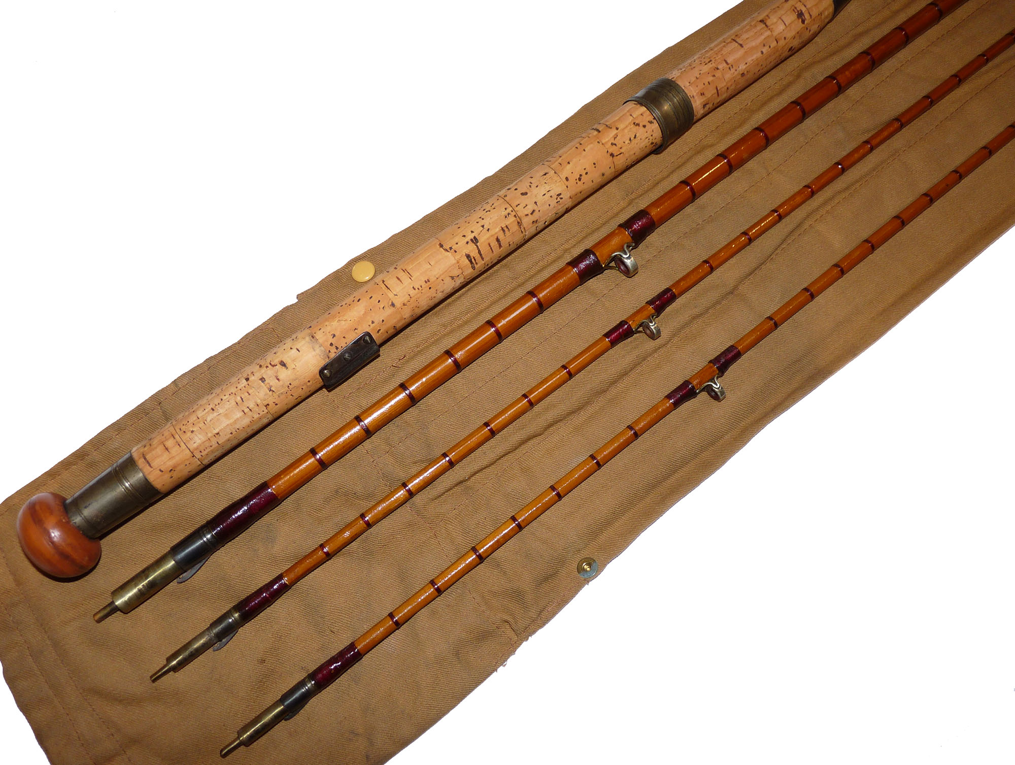 Westley Richards 9' three piece trout fly cane rod with spare tip and bag - Image 2