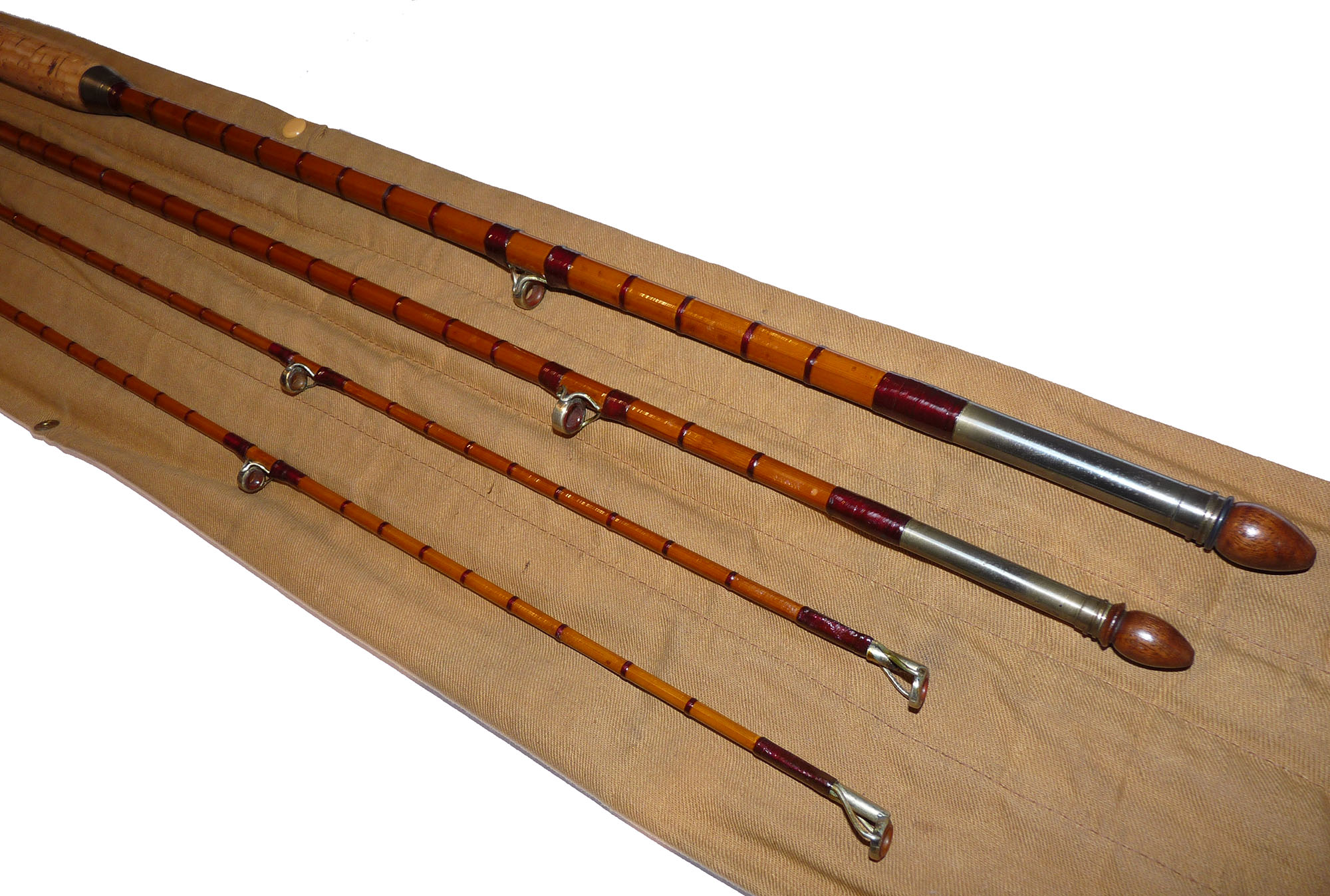 Westley Richards 9' three piece trout fly cane rod with spare tip and bag - Image 5